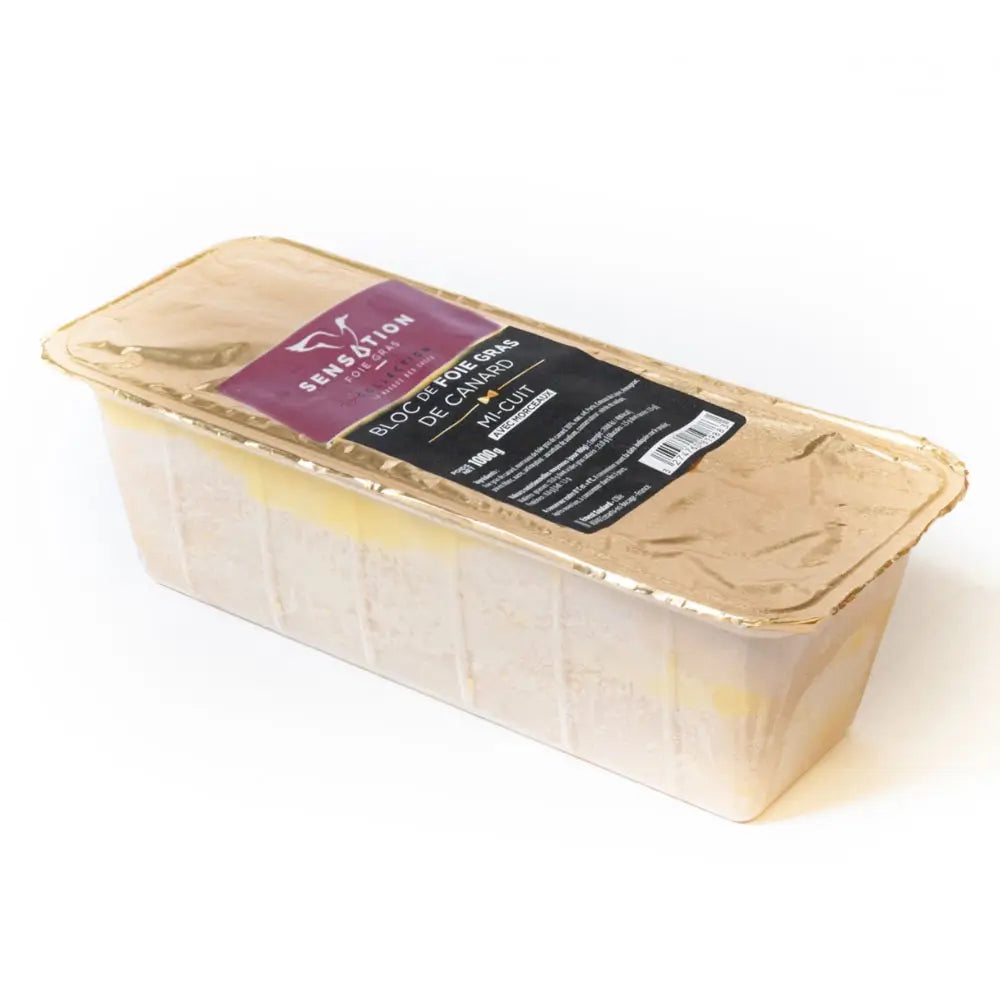 Bloc foie gras canard 30% morceaux Périgord - Barquette de 1kg - Origine France