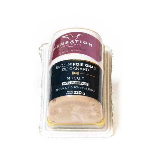 Bloc foie gras canard 30% morceaux barquette 220g - Origine France